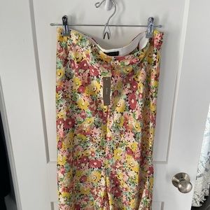 J Crew Floral Silk Midi Skirt